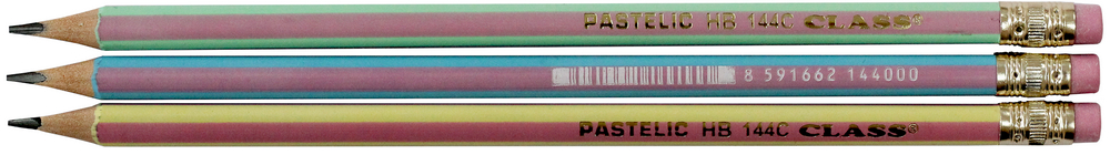 Олівець графітний CLASS (144C) PASTELIC, HB, 189мм, з ластиком, тригранний